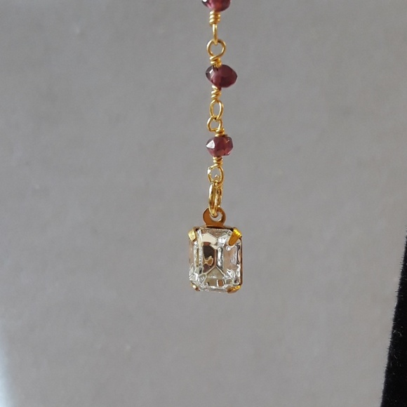 NWT Vintage Rhinestone and Amethyst Earrings - Picture 2 of 2